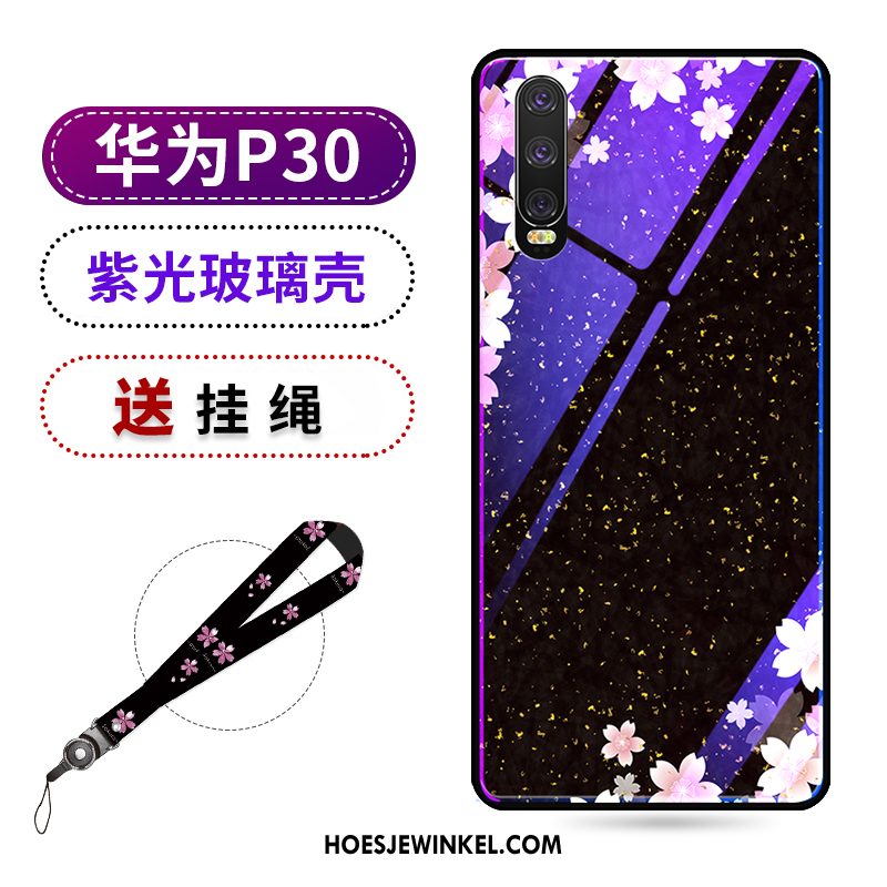 Huawei P30 Hoesje Trend Purper Trendy Merk, Huawei P30 Hoesje Mode Net Red