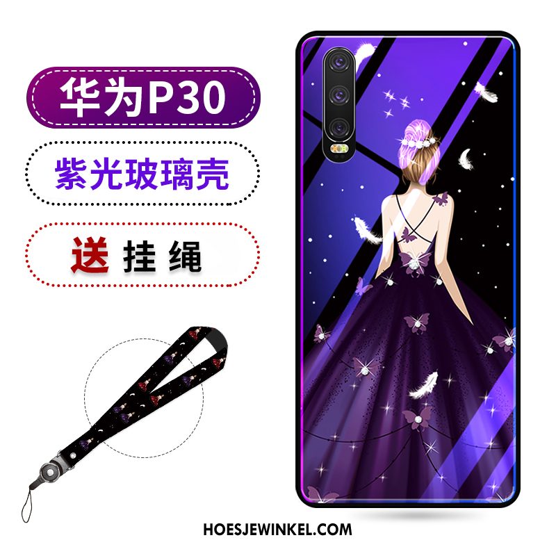 Huawei P30 Hoesje Trend Purper Trendy Merk, Huawei P30 Hoesje Mode Net Red