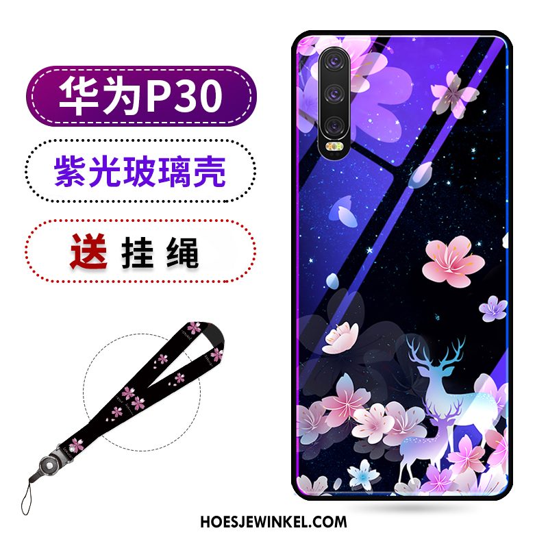 Huawei P30 Hoesje Trend Purper Trendy Merk, Huawei P30 Hoesje Mode Net Red