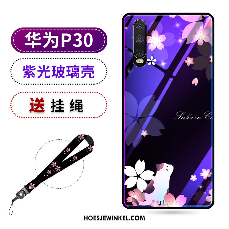 Huawei P30 Hoesje Trend Purper Trendy Merk, Huawei P30 Hoesje Mode Net Red