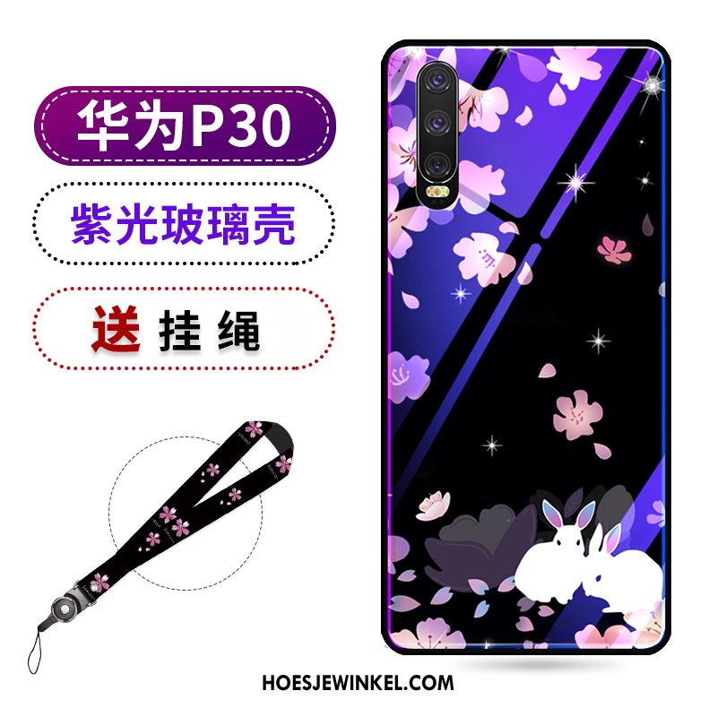 Huawei P30 Hoesje Trend Purper Trendy Merk, Huawei P30 Hoesje Mode Net Red