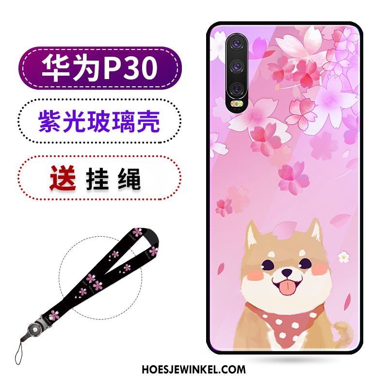 Huawei P30 Hoesje Trend Purper Trendy Merk, Huawei P30 Hoesje Mode Net Red