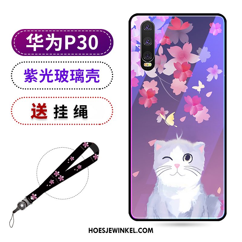 Huawei P30 Hoesje Trend Purper Trendy Merk, Huawei P30 Hoesje Mode Net Red