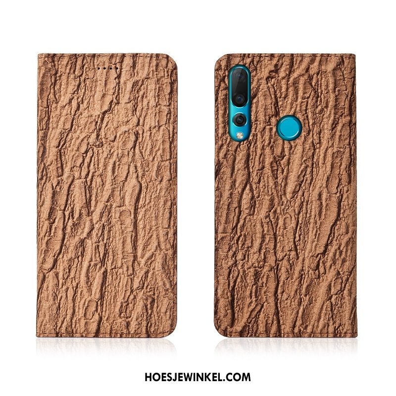 Huawei P30 Lite Hoesje Anti-fall Clamshell Leer, Huawei P30 Lite Hoesje Hoes Grijs