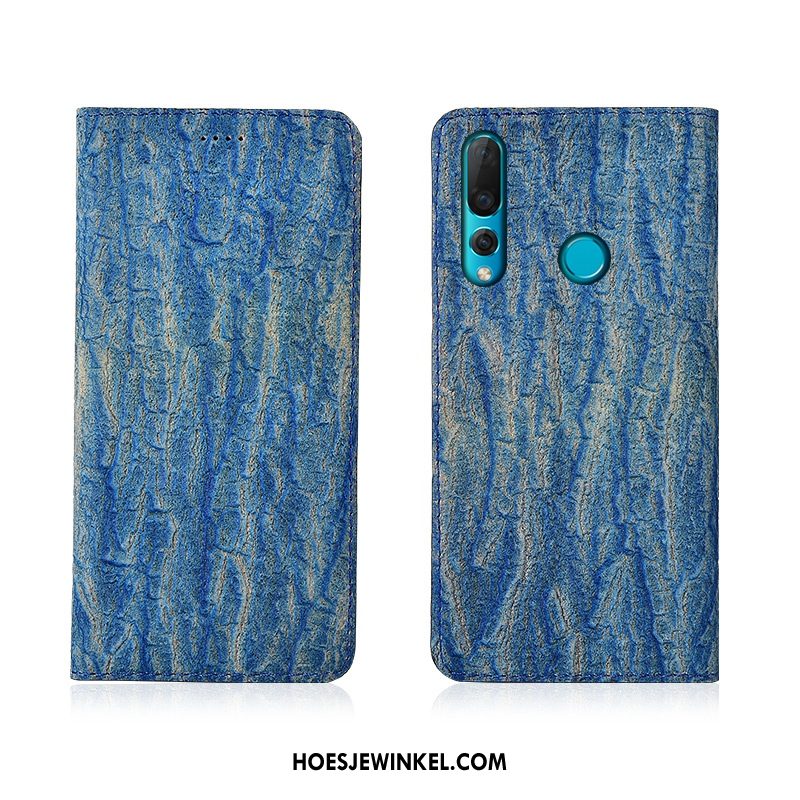 Huawei P30 Lite Hoesje Anti-fall Clamshell Leer, Huawei P30 Lite Hoesje Hoes Grijs