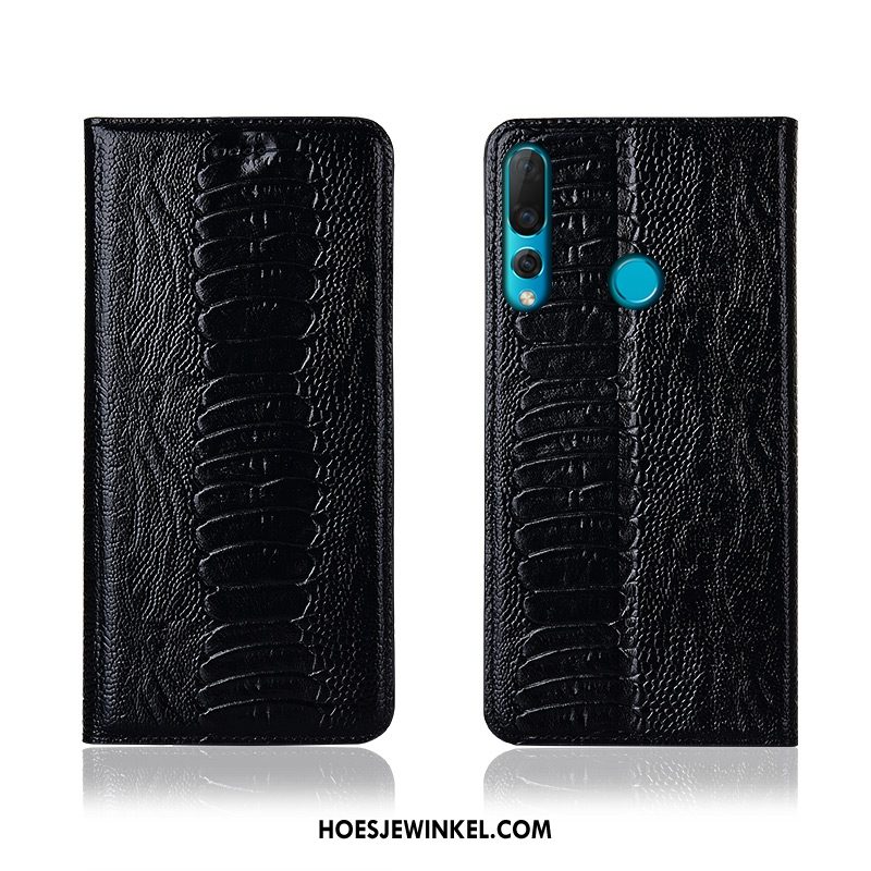 Huawei P30 Lite Hoesje Echt Leer Folio Leren Etui, Huawei P30 Lite Hoesje Zacht Bescherming Braun