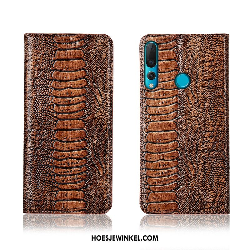 Huawei P30 Lite Hoesje Echt Leer Folio Leren Etui, Huawei P30 Lite Hoesje Zacht Bescherming Braun