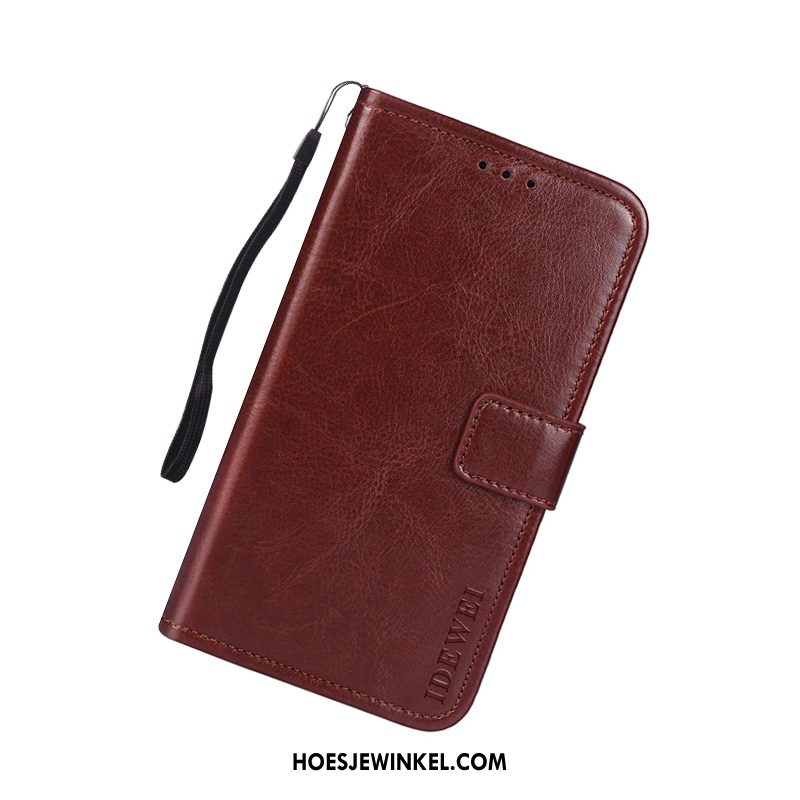 Huawei P30 Lite Hoesje Kaart Leren Etui Folio, Huawei P30 Lite Hoesje Hoes Portemonnee Braun