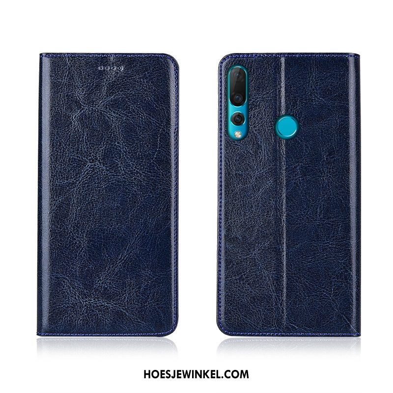 Huawei P30 Lite Hoesje Leren Etui Zacht Hoes, Huawei P30 Lite Hoesje Clamshell Blauw