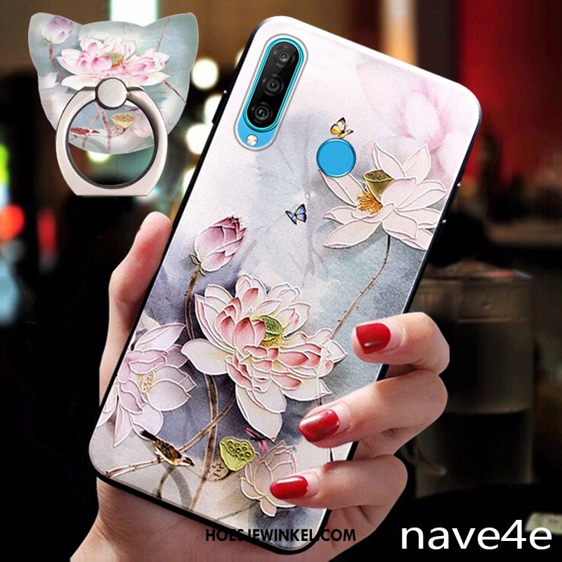 Huawei P30 Lite Hoesje Scheppend Chinese Stijl Blauw, Huawei P30 Lite Hoesje Nieuw Mobiele Telefoon