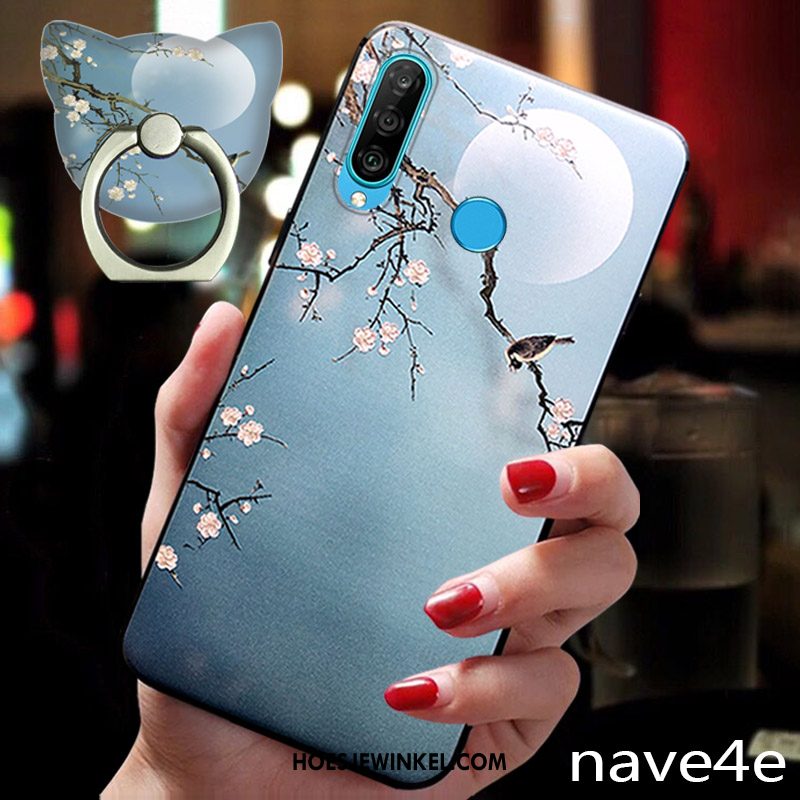 Huawei P30 Lite Hoesje Scheppend Chinese Stijl Blauw, Huawei P30 Lite Hoesje Nieuw Mobiele Telefoon