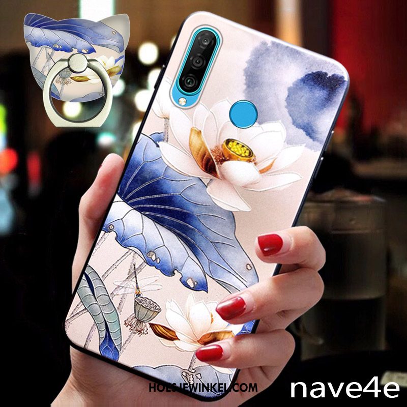 Huawei P30 Lite Hoesje Scheppend Chinese Stijl Blauw, Huawei P30 Lite Hoesje Nieuw Mobiele Telefoon