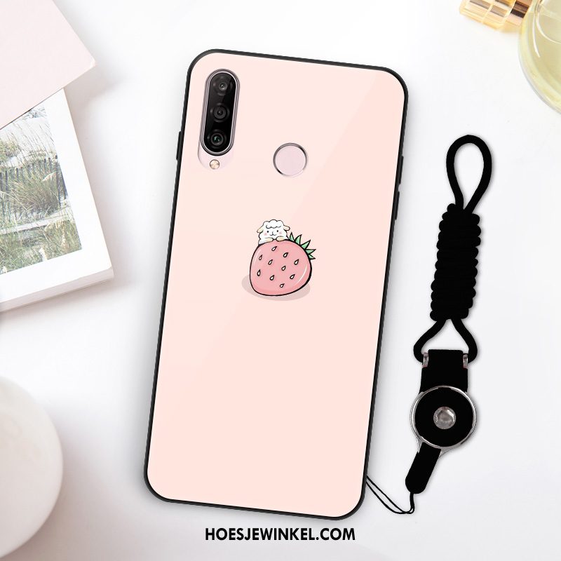 Huawei P30 Lite Hoesje Vers Mooie Roze, Huawei P30 Lite Hoesje Spotprent Glas