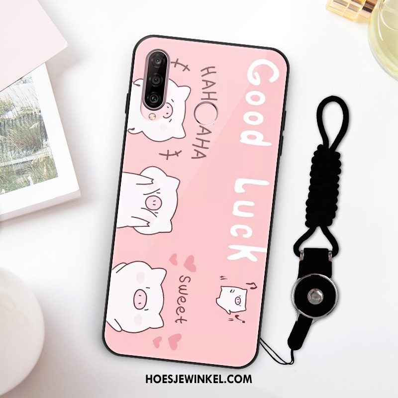 Huawei P30 Lite Hoesje Vers Mooie Roze, Huawei P30 Lite Hoesje Spotprent Glas