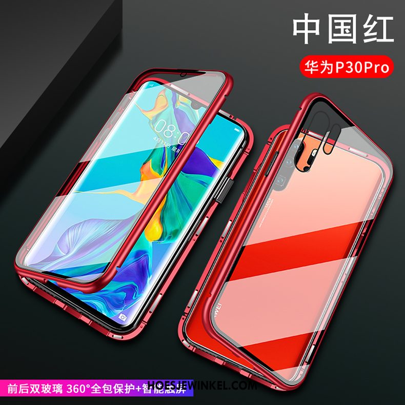 Huawei P30 Pro Hoesje Anti-fall Hoes Mobiele Telefoon, Huawei P30 Pro Hoesje Metaal Rood