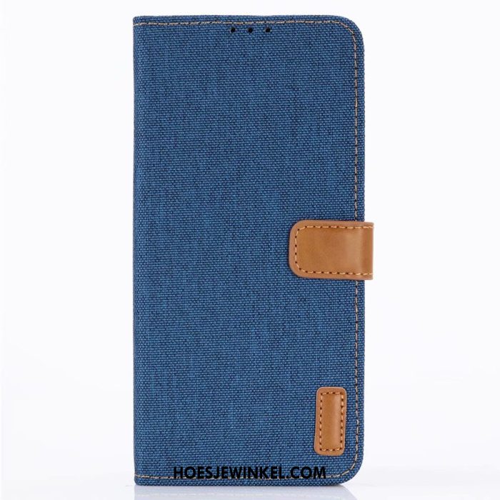 Huawei P30 Pro Hoesje Blauw Portemonnee Klittenband, Huawei P30 Pro Hoesje Denim Diepe Kleur