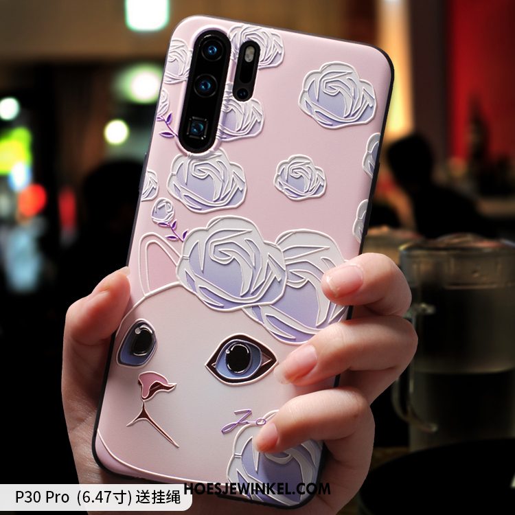 Huawei P30 Pro Hoesje Blauw Spotprent Nieuw, Huawei P30 Pro Hoesje Mooie Schrobben