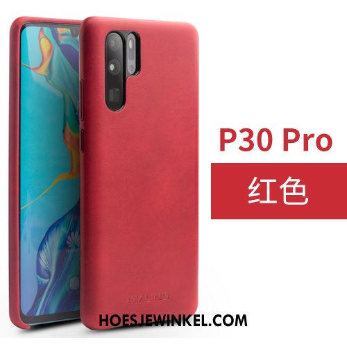 Huawei P30 Pro Hoesje Eenvoudige Mini Bedrijf, Huawei P30 Pro Hoesje Hoes Echt Leer Braun