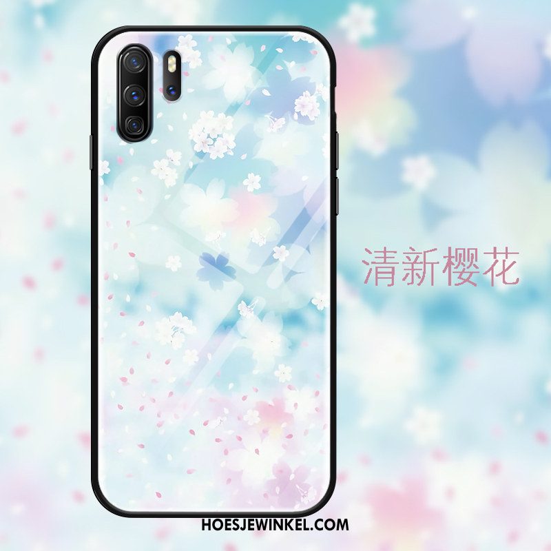 Huawei P30 Pro Hoesje Gehard Glas Hart Spiegel, Huawei P30 Pro Hoesje Bescherming Blauw