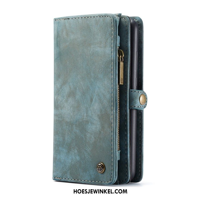 Huawei P30 Pro Hoesje Leren Etui Blauw Portemonnee, Huawei P30 Pro Hoesje Bescherming Kaart Tas