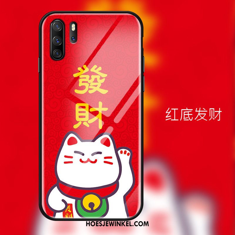 Huawei P30 Pro Hoesje Mobiele Telefoon Rijkdom Spiegel, Huawei P30 Pro Hoesje Rood Gehard Glas