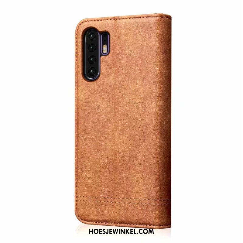 Huawei P30 Pro Hoesje Nieuw Leren Etui Mobiele Telefoon, Huawei P30 Pro Hoesje Hoes Bescherming Braun