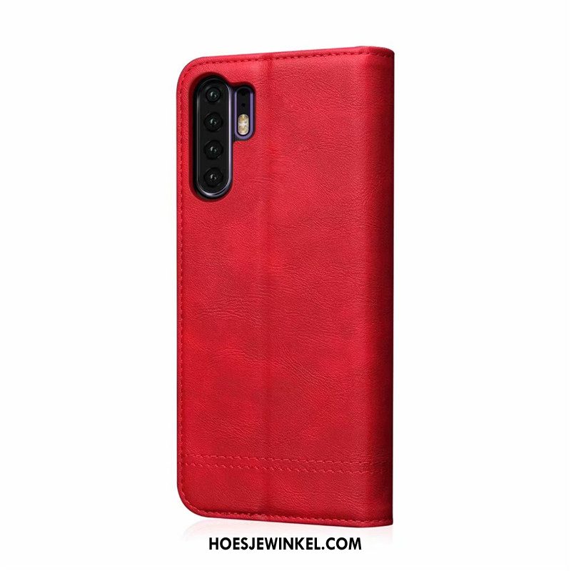 Huawei P30 Pro Hoesje Nieuw Leren Etui Mobiele Telefoon, Huawei P30 Pro Hoesje Hoes Bescherming Braun