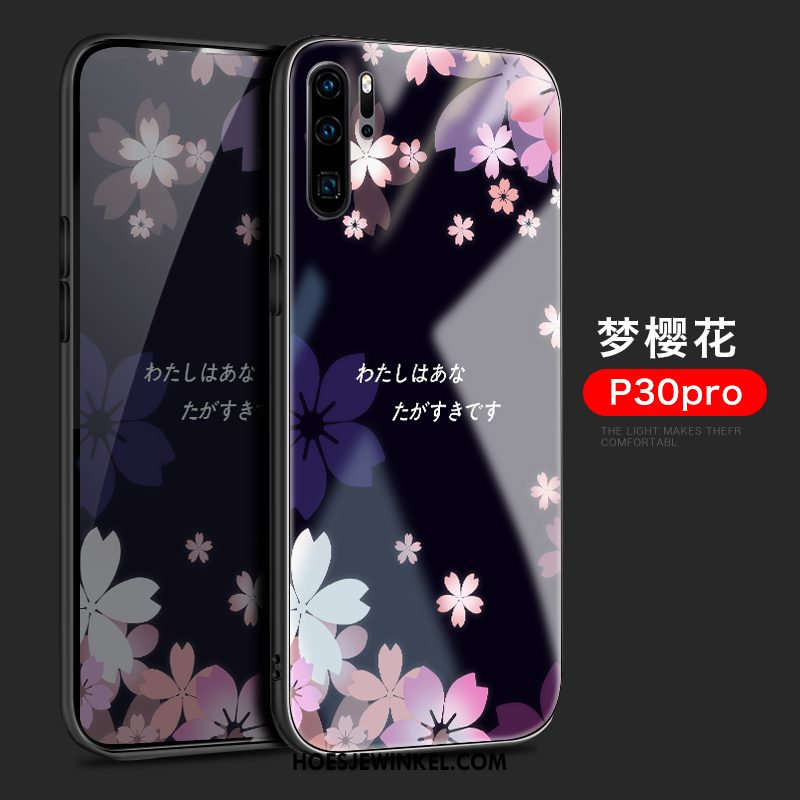 Huawei P30 Pro Hoesje Siliconen Hoes Kers, Huawei P30 Pro Hoesje Dun Glas