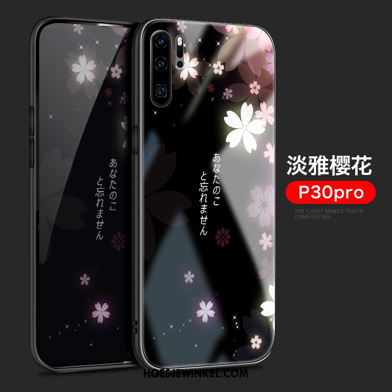 Huawei P30 Pro Hoesje Siliconen Hoes Kers, Huawei P30 Pro Hoesje Dun Glas