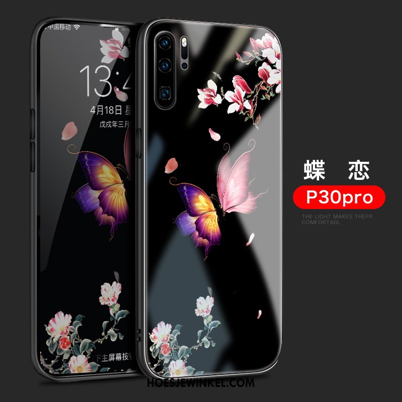 Huawei P30 Pro Hoesje Siliconen Hoes Kers, Huawei P30 Pro Hoesje Dun Glas