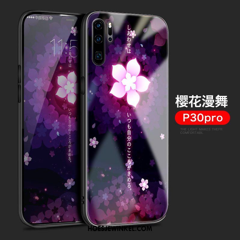 Huawei P30 Pro Hoesje Siliconen Hoes Kers, Huawei P30 Pro Hoesje Dun Glas