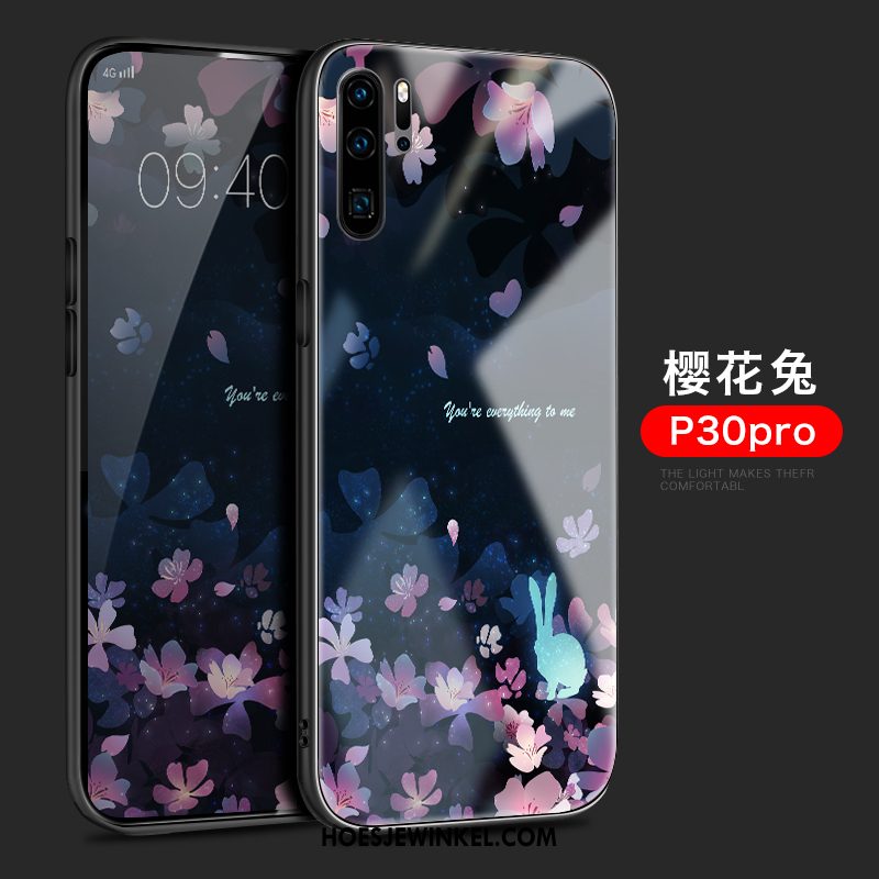 Huawei P30 Pro Hoesje Siliconen Hoes Kers, Huawei P30 Pro Hoesje Dun Glas