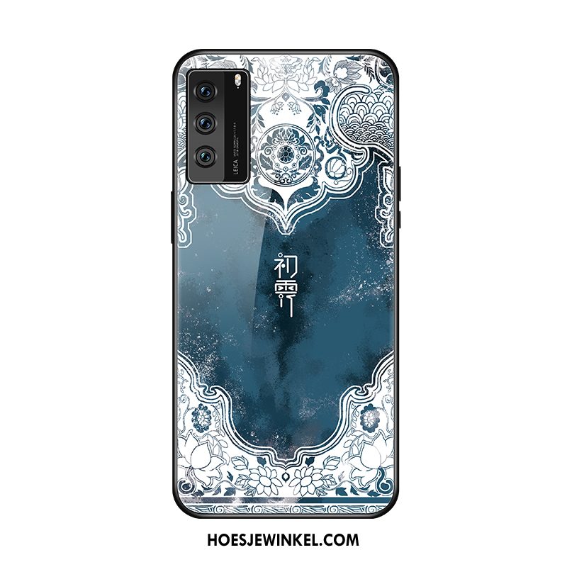 Huawei P40 Hoesje Blauw High End Hoes, Huawei P40 Hoesje Trend Mobiele Telefoon