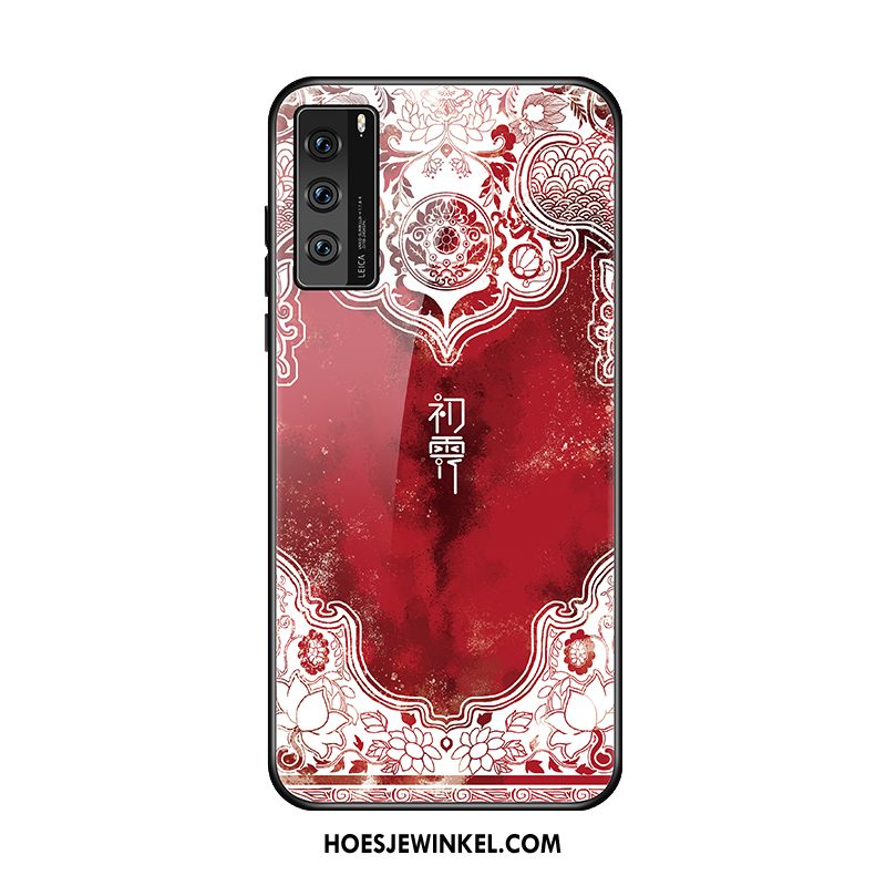 Huawei P40 Hoesje Blauw High End Hoes, Huawei P40 Hoesje Trend Mobiele Telefoon