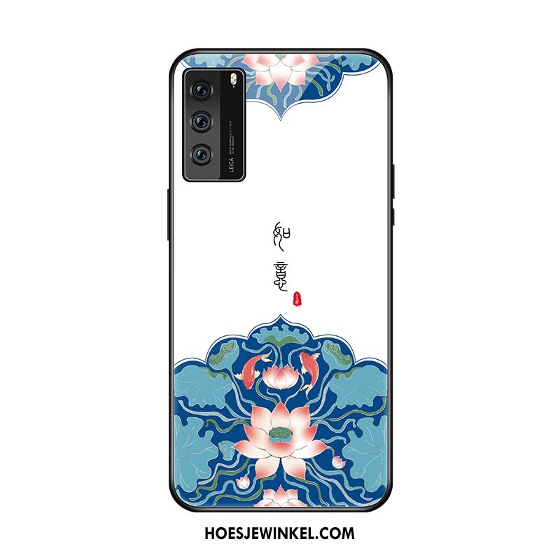 Huawei P40 Hoesje Blauw High End Hoes, Huawei P40 Hoesje Trend Mobiele Telefoon