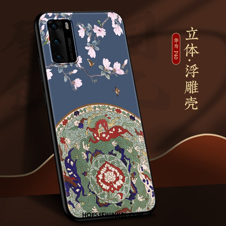 Huawei P40 Hoesje Chinese Stijl Net Red Wind, Huawei P40 Hoesje Scheppend Trendy Merk Beige Farbe