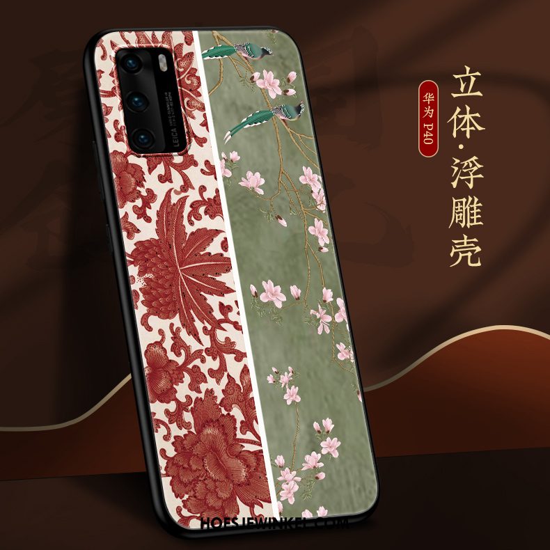 Huawei P40 Hoesje Chinese Stijl Net Red Wind, Huawei P40 Hoesje Scheppend Trendy Merk Beige Farbe