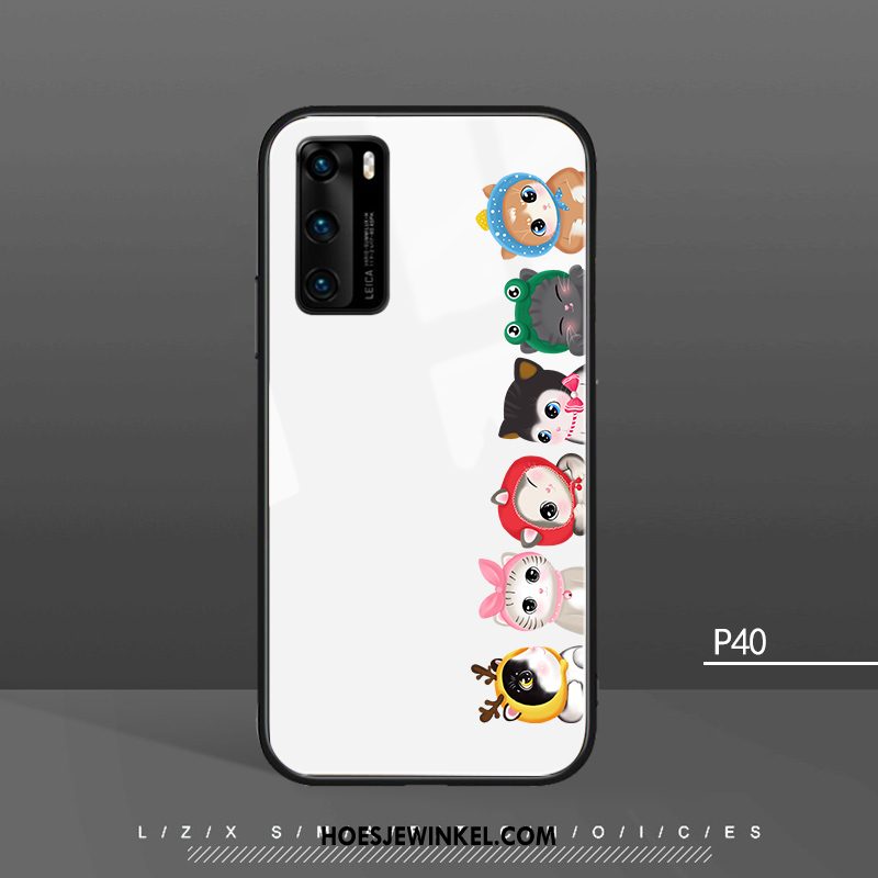 Huawei P40 Hoesje Trendy Merk Persoonlijk Anti-fall, Huawei P40 Hoesje Glas Spotprent