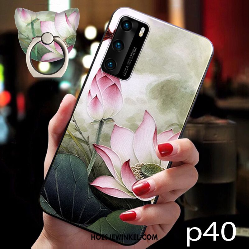 Huawei P40 Hoesje Vintage Mobiele Telefoon Siliconen, Huawei P40 Hoesje Chinese Stijl Bescherming