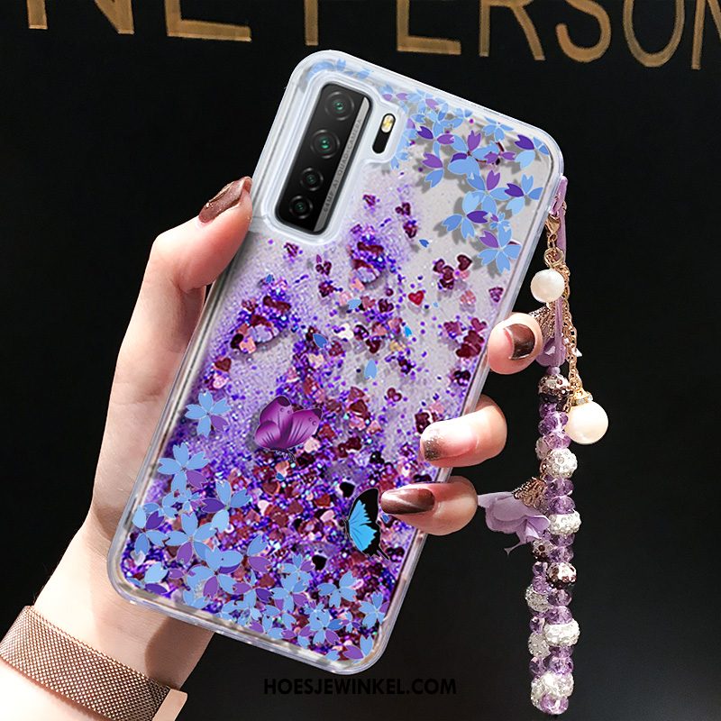 Huawei P40 Lite 5g Hoesje Purper Drijfzand Siliconen, Huawei P40 Lite 5g Hoesje Hanger Mobiele Telefoon