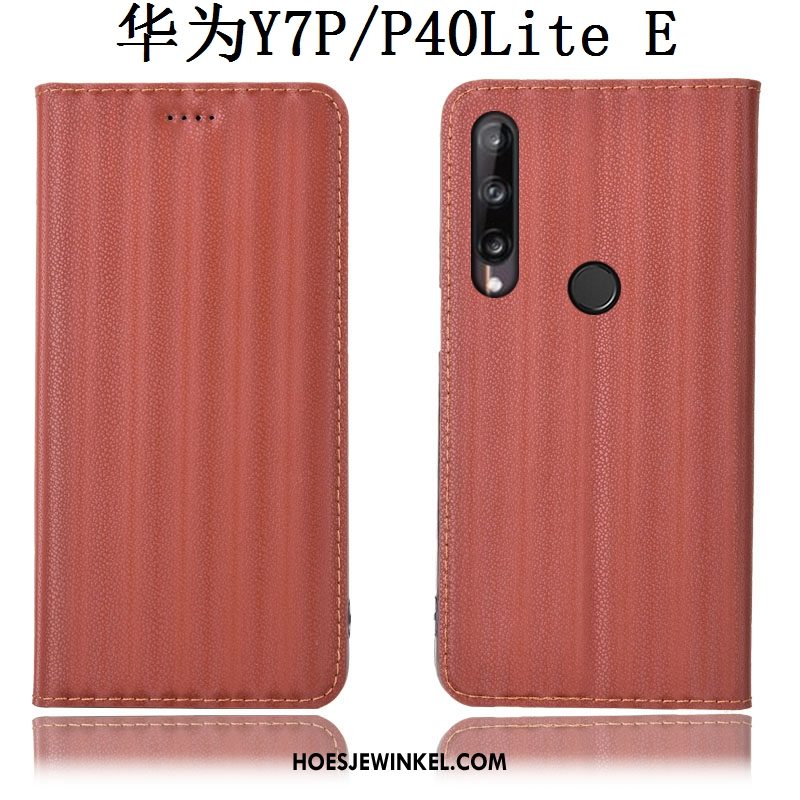 Huawei P40 Lite E Hoesje All Inclusive Patroon Echt Leer, Huawei P40 Lite E Hoesje Hoes Purper