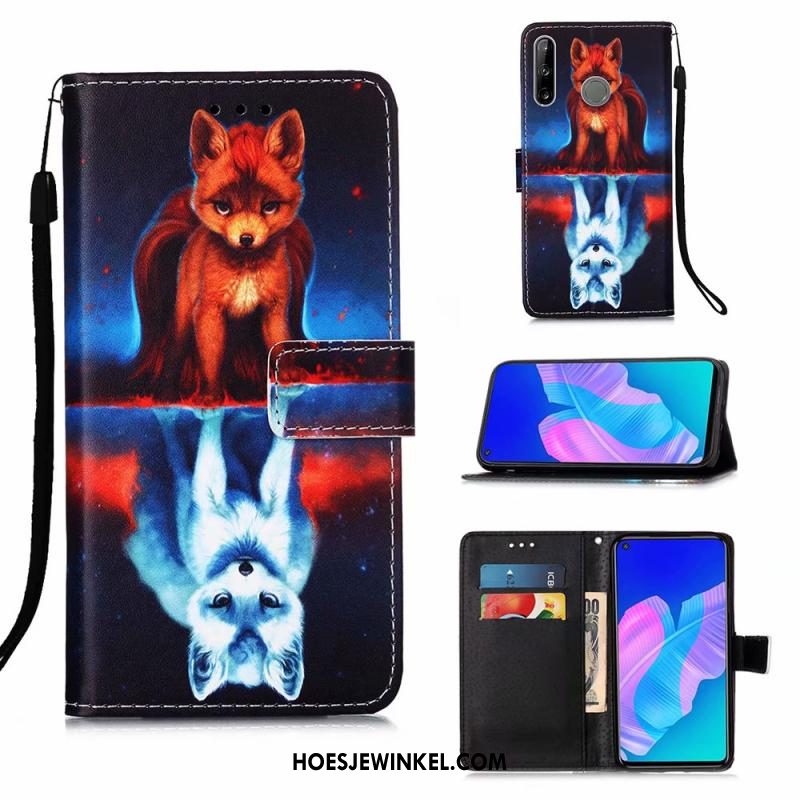 Huawei P40 Lite E Hoesje Blauw Leren Etui Hoes, Huawei P40 Lite E Hoesje Mobiele Telefoon Trend