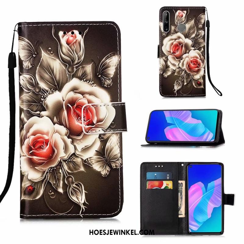 Huawei P40 Lite E Hoesje Blauw Leren Etui Hoes, Huawei P40 Lite E Hoesje Mobiele Telefoon Trend