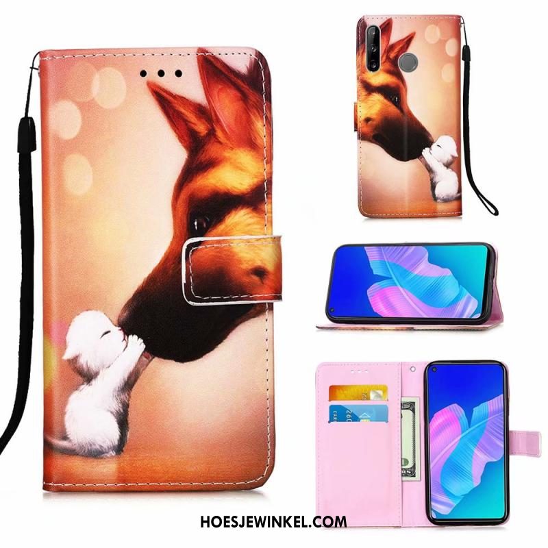 Huawei P40 Lite E Hoesje Blauw Leren Etui Hoes, Huawei P40 Lite E Hoesje Mobiele Telefoon Trend