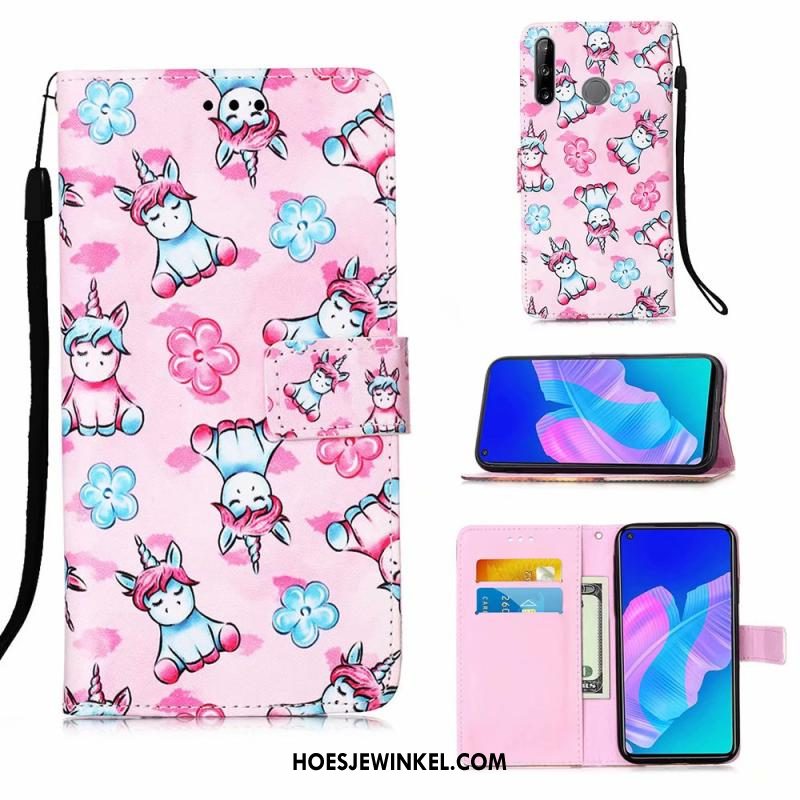 Huawei P40 Lite E Hoesje Blauw Leren Etui Hoes, Huawei P40 Lite E Hoesje Mobiele Telefoon Trend