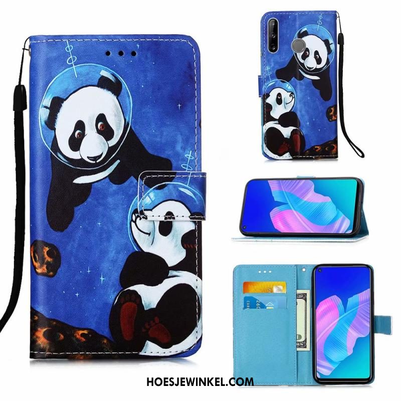 Huawei P40 Lite E Hoesje Blauw Leren Etui Hoes, Huawei P40 Lite E Hoesje Mobiele Telefoon Trend