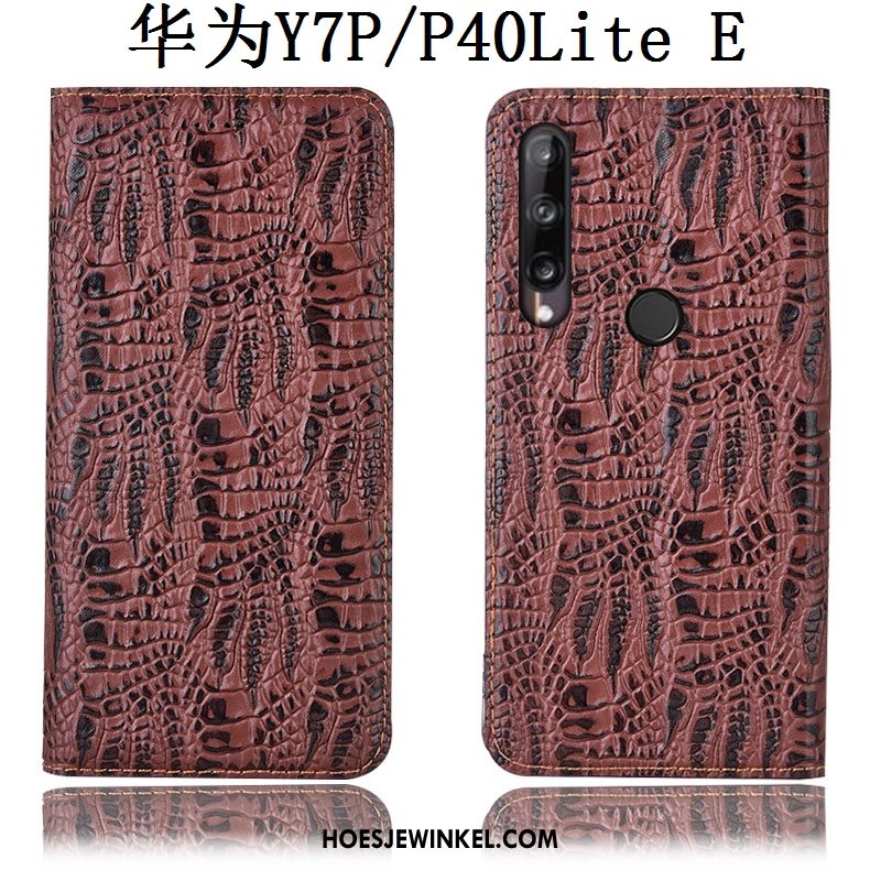 Huawei P40 Lite E Hoesje Hoes Mobiele Telefoon Echt Leer, Huawei P40 Lite E Hoesje Bescherming Zwart
