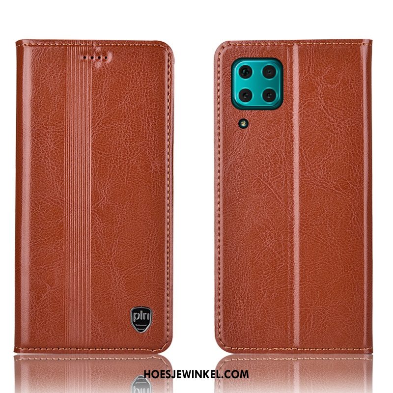 Huawei P40 Lite Hoesje Hoes Leren Etui Bescherming, Huawei P40 Lite Hoesje Mobiele Telefoon Folio Braun