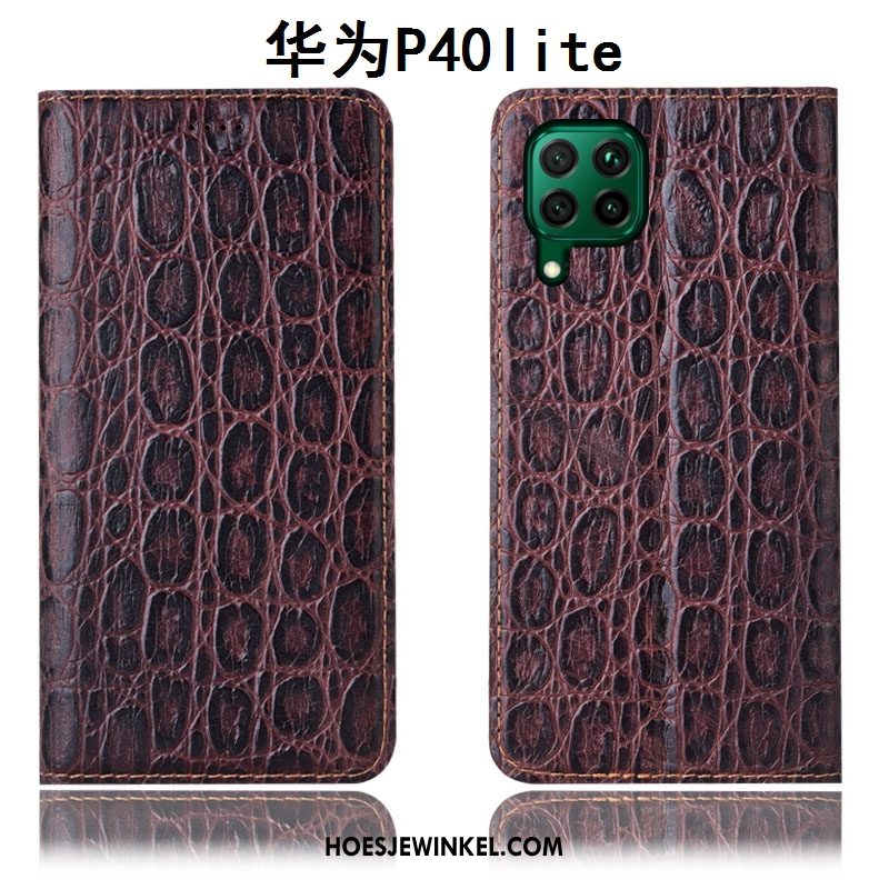 Huawei P40 Lite Hoesje Hoes Mobiele Telefoon Rood, Huawei P40 Lite Hoesje Leren Etui Anti-fall