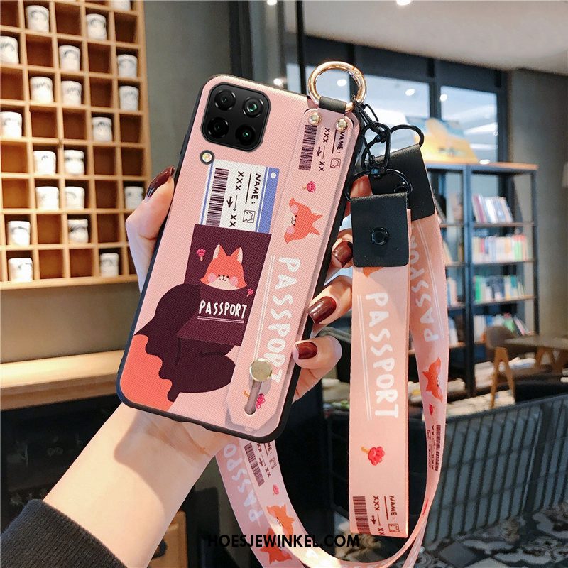 Huawei P40 Lite Hoesje Mobiele Telefoon Hanger Anti-fall, Huawei P40 Lite Hoesje Oranje Spotprent